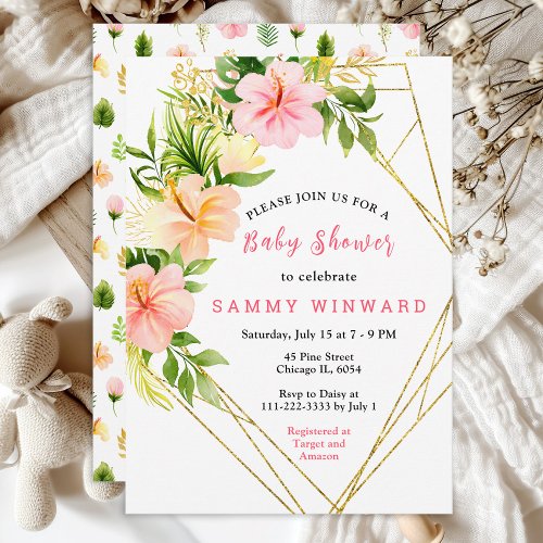 Tropical Jungle Floral Baby Shower Invitation