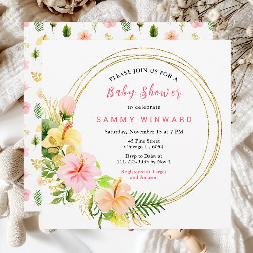 Tropical Jungle Floral Baby Shower Invitation