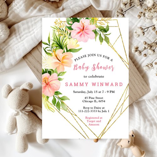 Tropical Jungle Floral Baby Shower Invitation