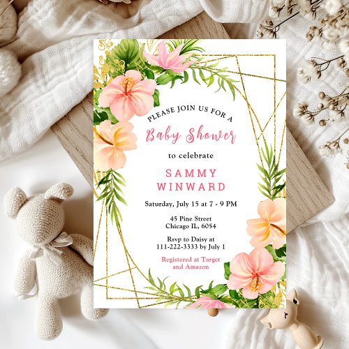 Tropical Jungle Floral Baby Shower Invitation