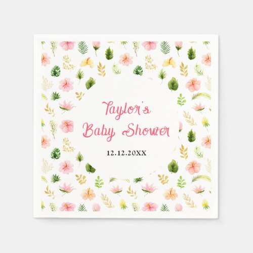 Tropical Jungle Floral Baby Shower Napkins