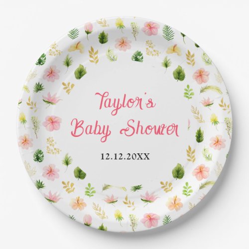 Tropical Jungle Floral Baby Shower Paper Plates