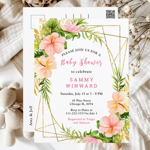 Tropical Jungle Floral Baby Shower Postcard