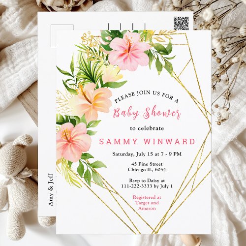 Tropical Jungle Floral Baby Shower Postcard