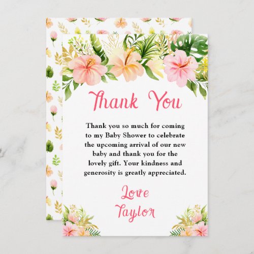 Tropical Jungle Floral Baby Shower Thank You Card