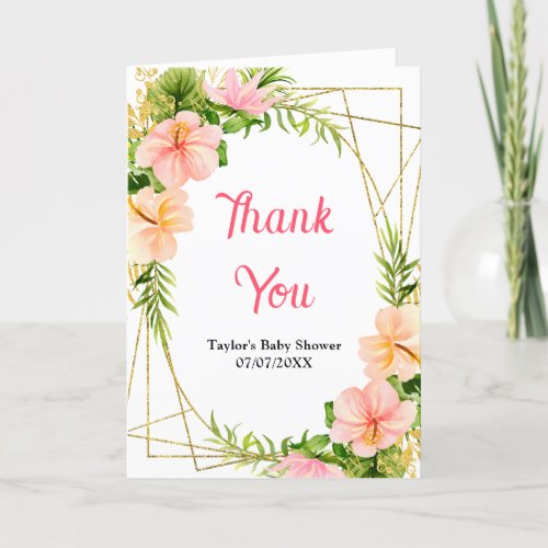 Tropical Jungle Floral Baby Shower Thank You Card