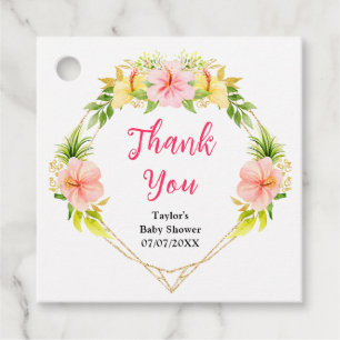 Tropical Jungle Floral Baby Shower Thank You Favor Tags