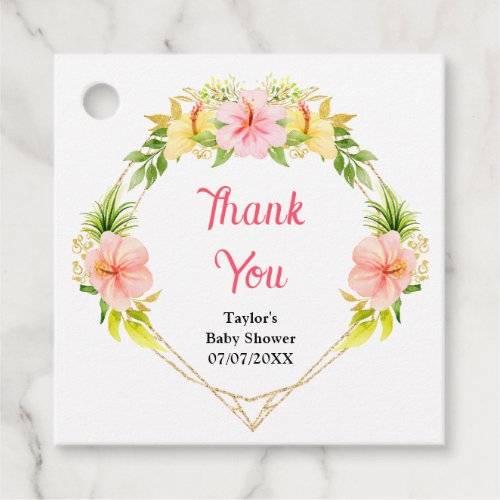 Tropical Jungle Floral Baby Shower Thank You Favor Tags