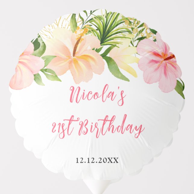 Tropical Jungle Floral Birthday Balloon (Front)