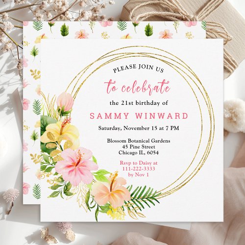 Tropical Jungle Floral Birthday Invitation