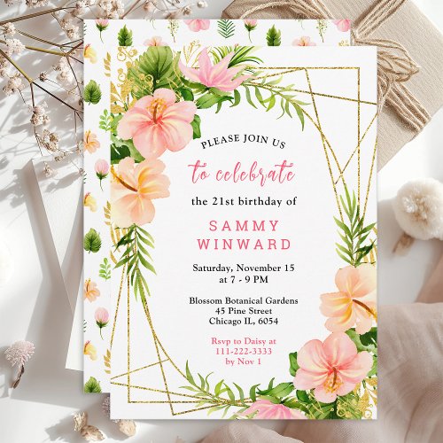 Tropical Jungle Floral Birthday Invitation