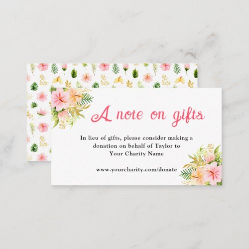 Tropical Jungle Floral Birthday Note On Gifts Enclosure Card