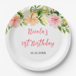 Tropical Jungle Floral Birthday Paper Plates