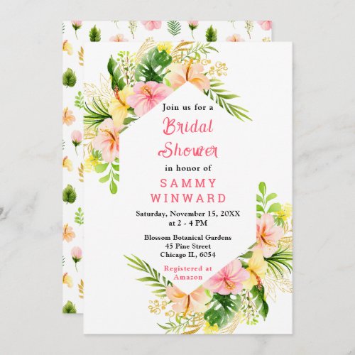 Tropical Jungle Floral Bridal Shower Invitation
