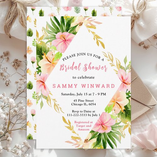 Tropical Jungle Floral Bridal Shower Invitation