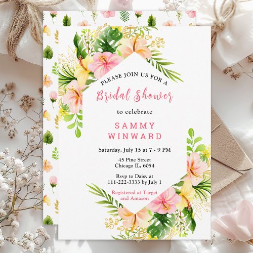 Tropical Jungle Floral Bridal Shower Invitation