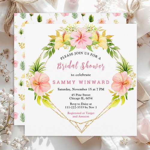 Tropical Jungle Floral Bridal Shower Invitation