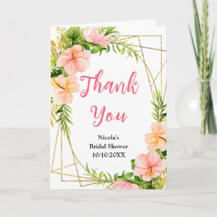 Tropical Jungle Floral Bridal Shower Letterpress Thank You Card
