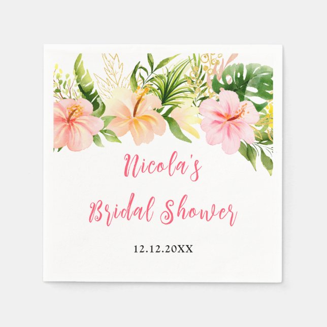 Tropical Jungle Floral Bridal Shower Napkins (Front)