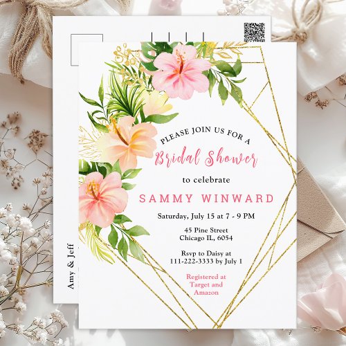 Tropical Jungle Floral Bridal Shower Postcard