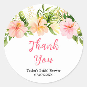 Tropical Jungle Floral Bridal Shower Thank You Classic Round Sticker