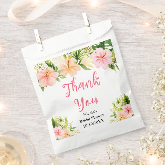 Tropical Jungle Floral Bridal Shower Thank You Favor Bag (Clipped)