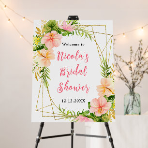 Tropical Jungle Floral Bridal Shower Welcome Foam Board