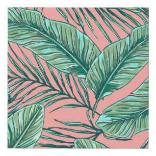 Tropical Jungle Floral: Palm Leaves Pattern Faux Canvas Print