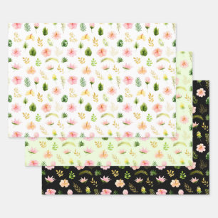 Tropical Jungle Floral Pattern Wrapping Paper Sheets