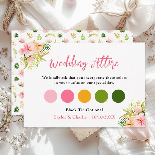 Tropical Jungle Floral Wedding Attire Dress Code Enclosure Card