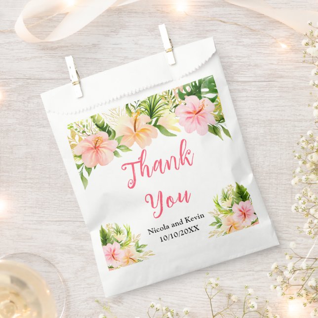 Tropical Jungle Floral Wedding Favor Bag (Clipped)