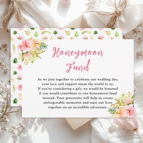 Tropical Jungle Floral Wedding Honeymoon Fund Enclosure Card