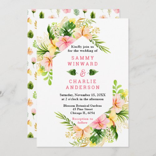 Tropical Jungle Floral Wedding Invitation