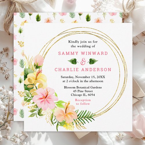 Tropical Jungle Floral Wedding Invitation