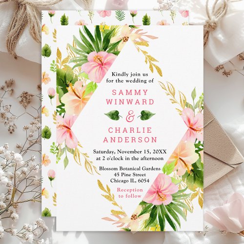 Tropical Jungle Floral Wedding Invitation