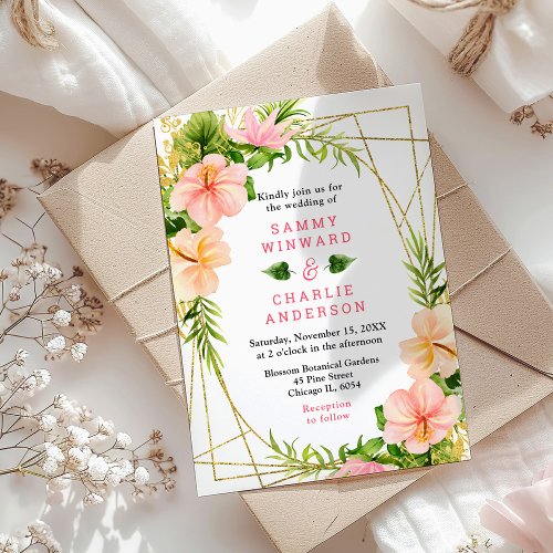 Tropical Jungle Floral Wedding Invitation