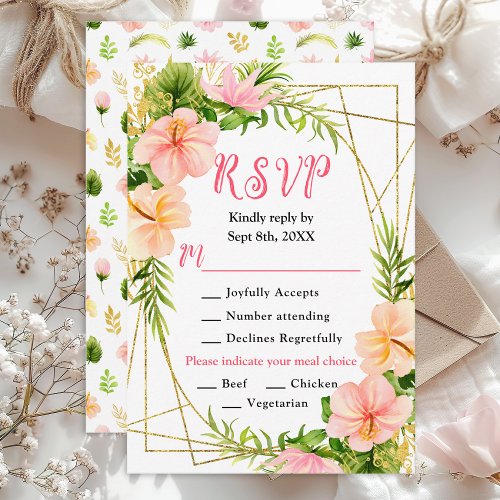 Tropical Jungle Floral Wedding Meal Choice RSVP Card