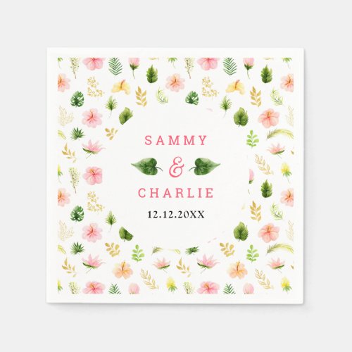 Tropical Jungle Floral Wedding Napkins