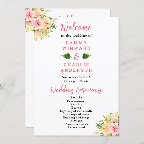 Tropical Jungle Floral Wedding Program