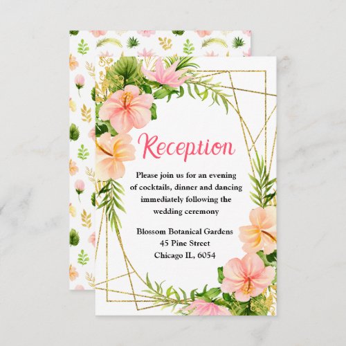 Tropical Jungle Floral Wedding Reception Enclosure Card
