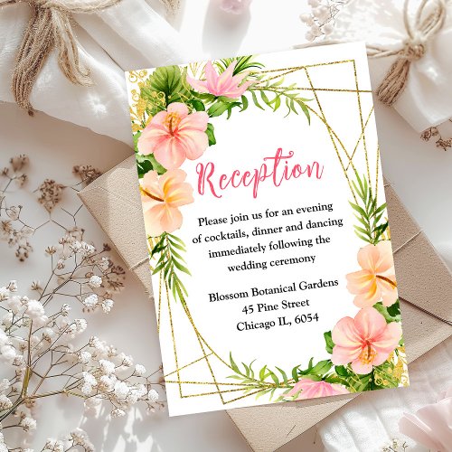 Tropical Jungle Floral Wedding Reception Enclosure Card