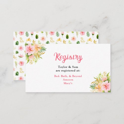 Tropical Jungle Floral Wedding Registry Enclosure Card