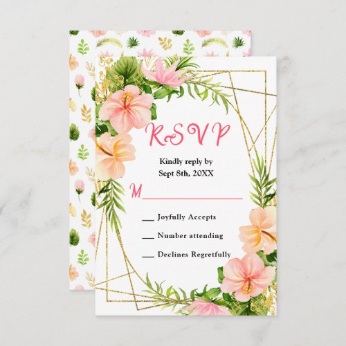 Tropical Jungle Floral Wedding RSVP Card