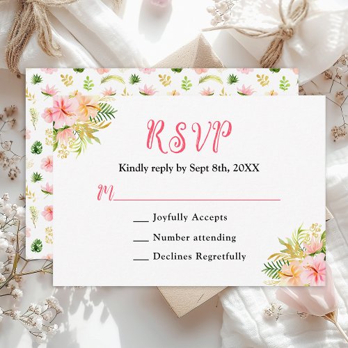 Tropical Jungle Floral Wedding RSVP Card