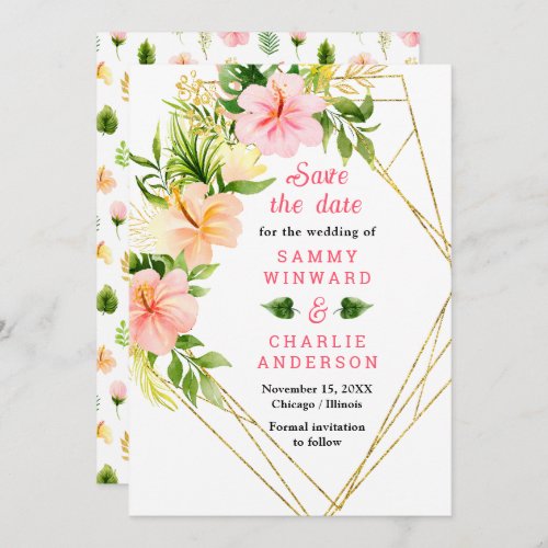 Tropical Jungle Floral Wedding Save The Date