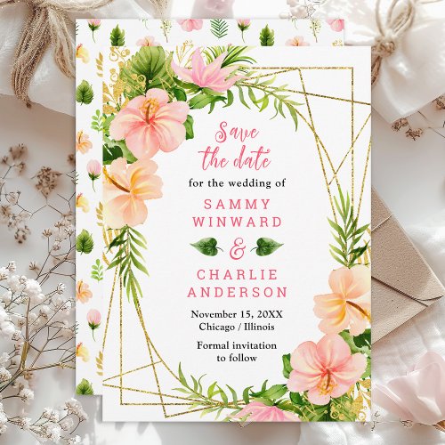 Tropical Jungle Floral Wedding Save The Date