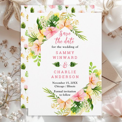 Tropical Jungle Floral Wedding Save The Date