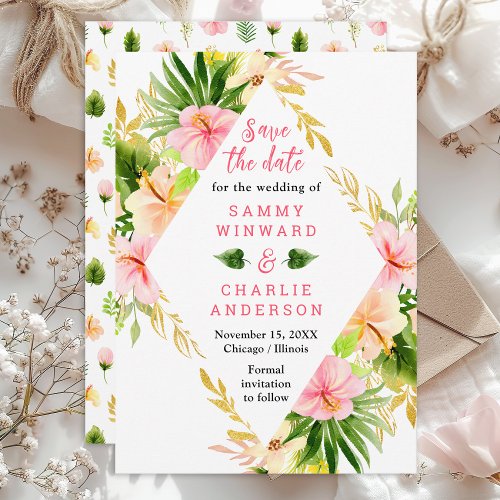 Tropical Jungle Floral Wedding Save The Date