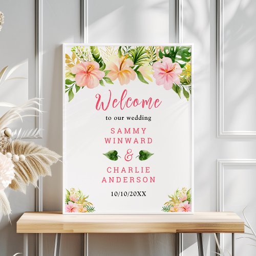 Tropical Jungle Floral Wedding Welcome Sign