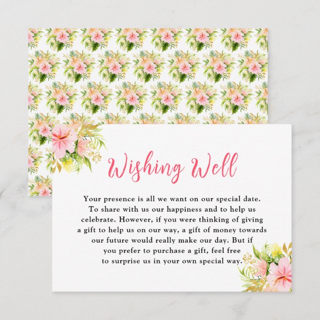 Tropical Jungle Floral Wedding Wishing Well Enclosure Card (Front/Back)